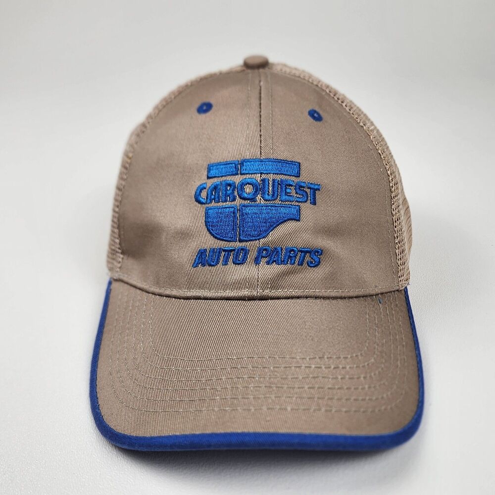 Carquest Auto Parts Trucker Hat Tan Blue Mesh Adjustable Cap